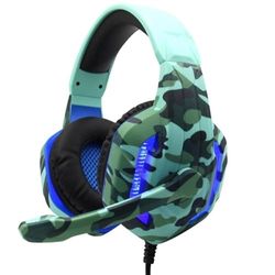 PRENDELUZ Blue Professional Gaming Headphones, Camouflage Headphones