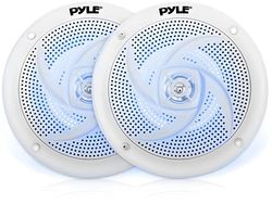 Pyle Marine Luidsprekers - 2-Weg Waterdichte Speakers- Weerbestendige Buitenluidsprekers- Luidsprekers voor Boten- Audio Stereo Geluidssysteem met LED-Verlichting- 180 Watt - 1 Paar