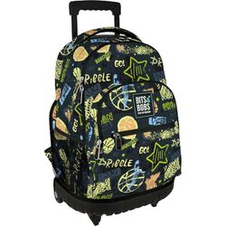 Grafoplás - Sac à dos scolaire avec roulettes, chariot intégré, 29 litres, 52 x 37 x 25 cm, modèle Roller, collection Streetball, Bits & Bobs Pop Up Design, parfait matériel scolaire pour enfants et