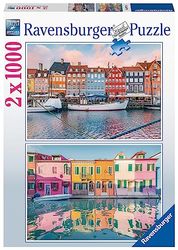 Ravensburger- Puzzle Case Colorate, 2x1000 Piezas, Puzzle para Adultos