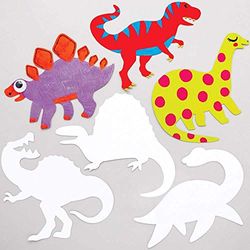 Baker Ross FE122 Dinosaur Card Shapes - Pack of 30, Coloured Art Supplies for Kids Craft Blanks and Making Activities,White