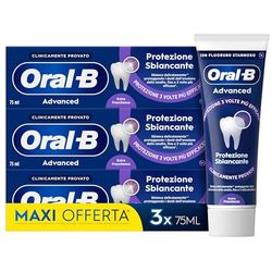 Oral-B Dentifricio Advanced Protezione Sbiancante Sapore Menta Piperita 3x75ml, Advanced Sensitivity Protection, 225ml