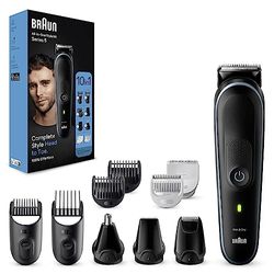 Braun REGOLABARBA Tagliacapelli Uomo, Rasoio Elettrico Barba e Capelli, 10-In-1 Styling Kit per Barba, Capelli, Corpo, Naso e Orecchie, 100 Minuti Di Utilizzo Senza Fili, Idea Regalo, MGK5445