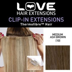 Love Hair Extensions - Extensions con clip in fibra resistente alle alte temperature, per capelli lisci e setosi