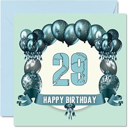 Fun 29th Birthday Cards for Men - Birthday Balloons - Card for Son Nephew Niece Sister Cousin Brother Auntie Daughter Uncle, 145mm Greeting Cards, 29th Card