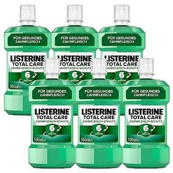 LISTERINE Total Care tandköttsskydd (6 x 500 ml), skyddande munsköljning mot tandköttsproblem med 6-i-1-effekt, antibakteriellt munvatten stärker tänderna, upp till 24 timmar fräsch andedräkt