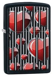 Zippo Lighter, Black Matte-Hearts, One Size