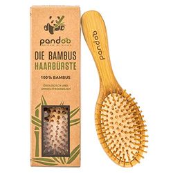 pandoo spazzola per capelli in bambù con setole naturali, Vegano, rispettoso dell'ambiente Spazzola naturale con setole di bambù per capelli naturalmente belli per uomo, donna, Detangler