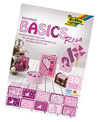 folia 46349 - motiefblok basics roze gesorteerd, 24 x 34 cm, 30 vellen, 10 x motiefkarton, 10 x motiefpapier, 10 x gekleurd papier, voor diverse knutselwerken