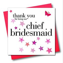 Claire Giles Hearts and Stars Chief Bridesmaid Thank You Card