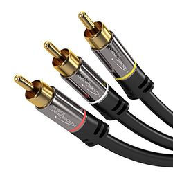 KabelDirekt – 2m – Cinch/RCA AV kabel, 3 naar 3, audio/video (Coax-kabel, RCA-stekker/stekker, stereo-audio en composiet-video, voor versterker/HiFi en home cinema/Blu-ray/ontvanger, zwart)