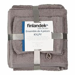 FINLANDEK Set 1 handduk + 1 duschlakan + 2 KYLPY-handskar grå