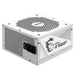 MSI MPG A750GF WHITE Power Supply Unit, UK Plug - 750W, 80 Plus Gold Certified, Fully Modular ATX PSU, 3 x 6+2 Pin GPU Support, Japanese 105°C Capicitors, Flat White Cables - 10 Year Warranty