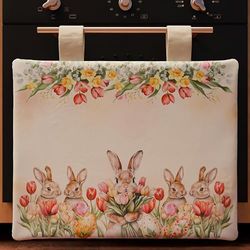 PETTI Artigiani Italiani - Cache-Four de Pâques 40x50 cm, Housse de Four avec Motifs Printaniers, Tissu en Microfibre Anallergique et Facile à Nettoyer, 100% Fabriqué en Italie
