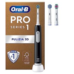 Oral-B Spazzolino Elettrico Ricaricabile Pro Series 1, Sensore di Pressione, Batteria a Lunga Durata, 2 Testine, 1 Spazzolino Elettrico, Nero, Idea Regalo