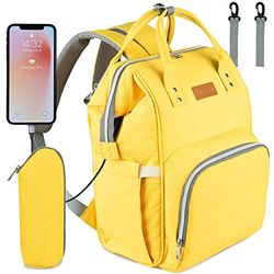 NEVEQ Verzorgingsrugzak voor baby's, reistas, design rugzak en handtas voor moeders en babyverzorging (geel)