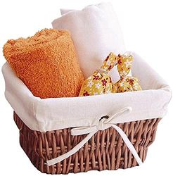 Compactor Wicker Storage Basket, Wicker, Cotton and Polyester, 23 x 18.5 x 14cm, Brown/Cream, RAN3490