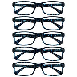 The Reading Glasses Company Blue Tortoiseshell Value 5 Pack Mens Womens Designer Style Readers RRRRR92-3 +3.50