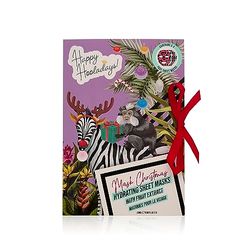 Festive Radiance Happy Hooladays Christmas Sheet Mask Set - Vibrant Pineapple, Strawberry, Mango, and Blueberry - Ideal Stocking Filler