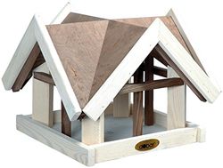 Luxus-Vogelhaus 47880e wyszukany domek dla ptaków w stylu "antycznego wykończenia" z lakierowanego drewna sosnowego z 4 szczytami, brązowy/biały
