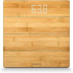 Soehnle Balance pèse personne Style Sense Bamboo Magic, balance électronique en bambou véritable pour sensation pieds chauds, écran invisible puis affichage LED, jusqu'à 180 kg, balance avec piles