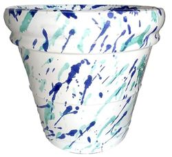 Ceramiche Angela Rinaldi - Vaso in Ceramica di Vietri dipinto a mano - Maiolica Design Terracotta Cachepot Fioriera (Diametro cm. 42, altezza cm. 38,70, vaso in due colori verde ramina e blu)