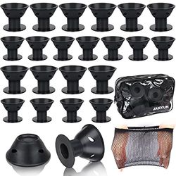 JANYUN Lot de 40 Bigoudis magiques en silicone, comprenant 20 grands bigoudis en silicone, 20 petits bigoudis en silicone, Noir pur