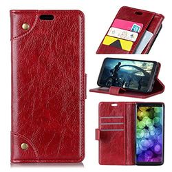 Carcasa de telefono Copper Hebilla Nappa Texture Horizontal Flip Funda de Cuero for Galaxy J4 +, con Soporte y Ranuras for Tarjetas y Billetera (Negro) (Color : Wine Red)