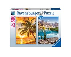 Puzzle 2x500 Pieces - Plage et Montagnes - Puzzle Adultes Ravensburger - des 10 Ans - 17267
