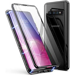MOSSTAR Case voor Samsung Galaxy S10e, Magnetische adsorptie Hoesje Thin 360 Graden Stofdicht, Transparant Schokbestendige Metalen Frame, met Ingebouwde Screen Protector - Zwart