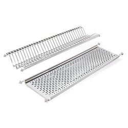 EMUCA Escorredor de pratos e copos para móveis de cozinha com 90 cm de largura, largura interior módulo 835-870 mm, aço inoxidável