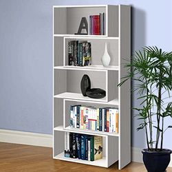 Dmora Bibliothèque extensible en largeur avec 5 compartiments ouverts, Étagère pour livres et documents de bureau, Made in Italy, 72x22h181 cm, couleur chêne blanchi