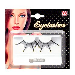WIDMANN MILANO PARTY FASHION W, Maxi faux cils noirs avec pointes dorées, faciles à appliquer, légers et réutilisables, polyvalents pour toutes occasions, entretien simple pour longévité