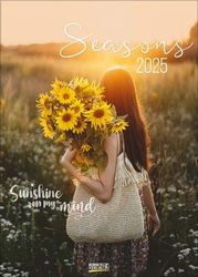 Calendrier mural Seasons 2025 avec photos et dictons - Format 30 x 42 cm.