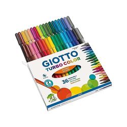 GIOTTO Turbocolor, marcadores, ponta fina, ponta de 2,8 mm, cores sortidas, 36 unidades.