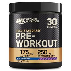 Optimum Nutrition Gold Standard Pre Workout Powder, Energy Drink with Creatine Monohydrate, Beta Alanine, Caffeine and Vitamin B Complex, Food Supplement, Blue Raspberry Flavour, 30 Servings, 330 g