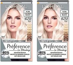 L'Oreal Paris Preference Hair Dye, Long Lasting, Luminous Permanent Hair Colour, up to 9 Levels of Lift, Extreme Platinum (Pack of 2)