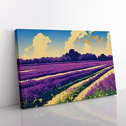 Brilliant Bluebell Field Canvas Wall Art Print Ready to Hang, Framed Picture for Living Room Bedroom Home Office Décor, 60x40 cm (24x16 Inch)