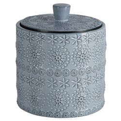 Spirella Boite à Cotons Porcelaine Relief Gris