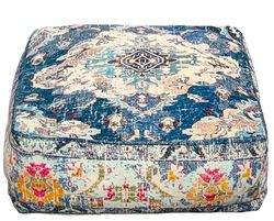 Mandala Life ART Bohemian Yoga Decor Floor Cushion Cover - 60x20 cm - Square Meditation Carpet Pillow Case - Printed Cotton Rug Pouf