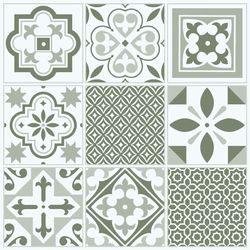 d-c-fix self Adhesive Floor Tiles Oriental Tiles Green Patterned 11 Pack 30,5 cm x 30,5 cm - Peel and Stick Vinyl Stickers for Bathroom & Kitchen
