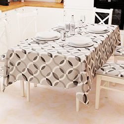 PETTI Artigiani Italiani - Nappe de Table, Nappe de Cuisine, en Coton, Motif Cercles Gris x 18 Places (140 x 360 cm) 100% fabriqué en Italie