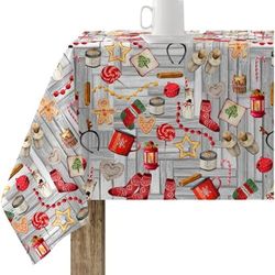 Belum 0317-68 Christmas Tablecloth, 250 x 140 cm, 100% Cotton, Resin-Coated, Stain Resistant, Model