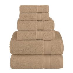 Elegant Comfort Lot de 6 Serviettes en Coton de qualité supérieure - Comprend 2 débarbouillettes, 2 essuie-Mains et 2 Serviettes de Bain, 100% Coton Turc, très absorbantes et Super Douces, pour Salle