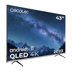 Cecotec TV QLED 43" Smart TV Serie V2 VQU20043. 4K UHD, Android 11, Design Senza Cornice, MEMC, Dolby Vision e Dolby Atmos, HDR10, Wide Color Gamut 96%, 2 Altoparlanti da 10W, 2 Telecomandi, 2023.