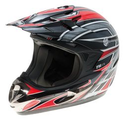 FM - Casco da Motocross, Rosso/Argento, XS