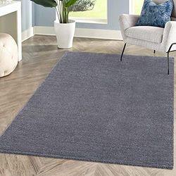 Tappeto tinta unita grigio, per soggiorno, rettangolare, 140 x 200 cm, motivo a strisce alte, effetto 3D, tappeto a pelo corto, moderno, decorazione per casa e Living