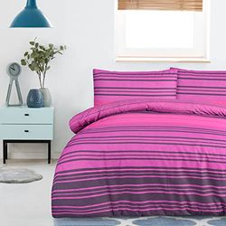 Sleepdown Conjunto de capa de edredão e fronha de almofada com design com riscas, cor roxa, casamento