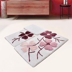 Setmat Set (3 pièces) fleurs roses et bordeaux