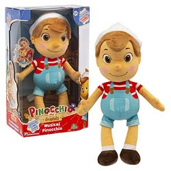 Giochi Preziosi Pinocchio - Peluche Musicale de 36 cm avec Chapeau, il Suffit d'appuyer sur Le Ventre Qui se Sent la Signature de la série télévisée, pour Enfants à partir de 3 Ans, PNH10000
